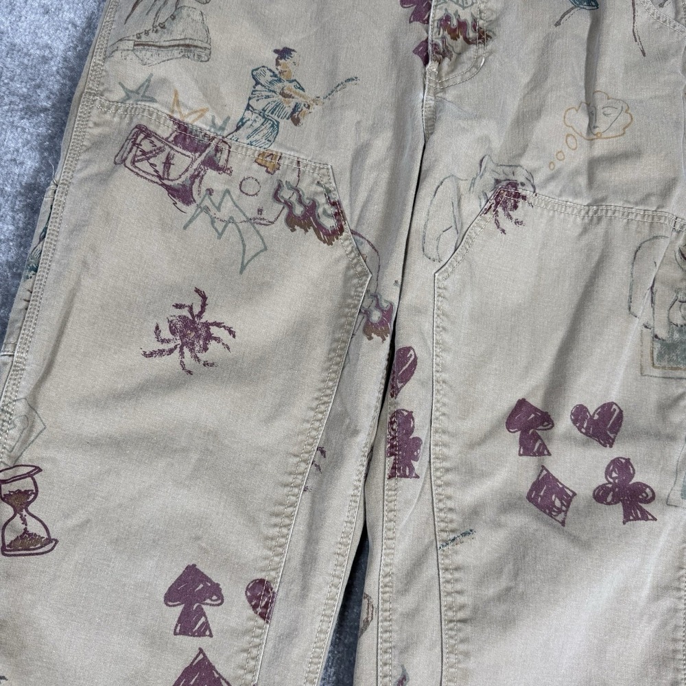 BDG Pants Men's Large Beige Double Knee Carpenter Bulldog Golf Skull Football - Picture 8 of 12